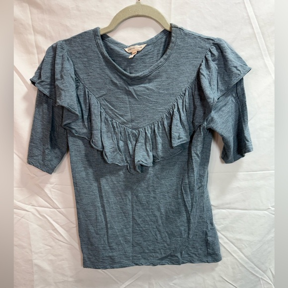 Rebecca Taylor Wool Blend Ruffle Knit Top Blue Size S - Picture 3 of 7